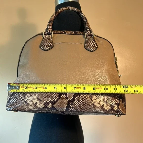 Michael Kors Smythe Khaki Small Dome Snakeskin Embossed Leather Satchel - Picture 4 of 12